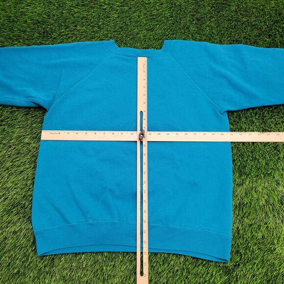 Vintage 90s Hanes Blank Sweatshirt Womens Large 21x22 Boxy Blue - Picture 6 of 11